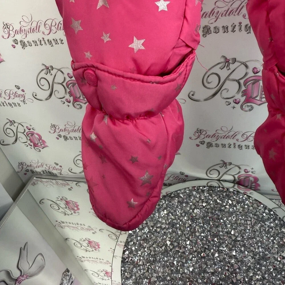 Carter's snowsuit one piece shiny stars silver Pink and Gray Snowsuit